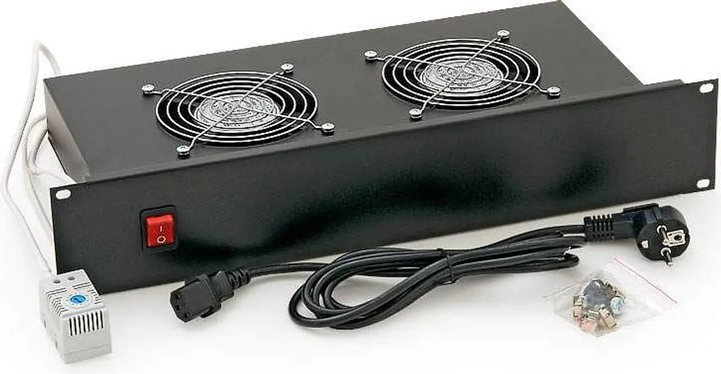 Unité de ventilation 19 pouces 2 ventilateurs 220V 46W thermostat noir
