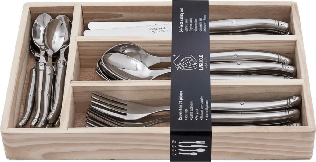 LAGUIOLE STYLE DE VIE BESTECKSET "PREMIUM LINE" | 24 teilig | Farbe: Edelstahl