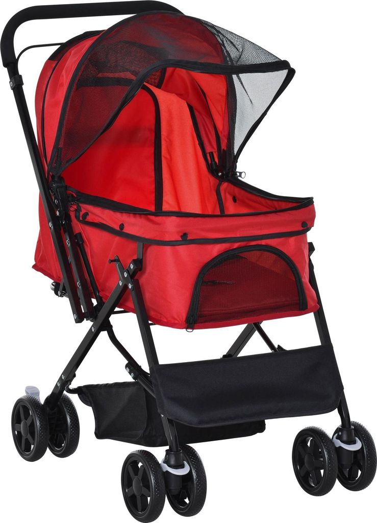 Fortuna Lai Hundewagen Oxford Rot 76,5x52x95cm Kleine Hunde & Katzen