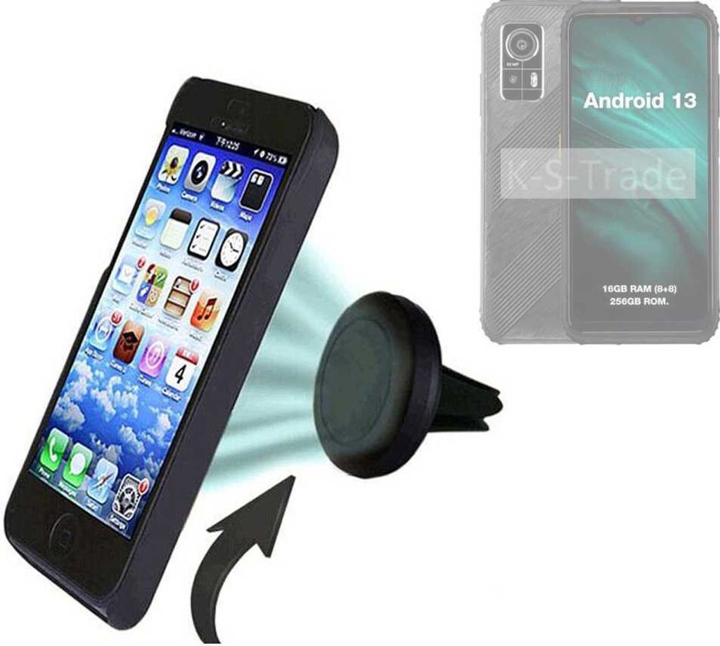 K-S-Trade Kompatibel mit AGM H6 Auto Handy Halterung KFZ Halter Lüftungsgitterhalterung Air Vent mount Smartphone Halter
