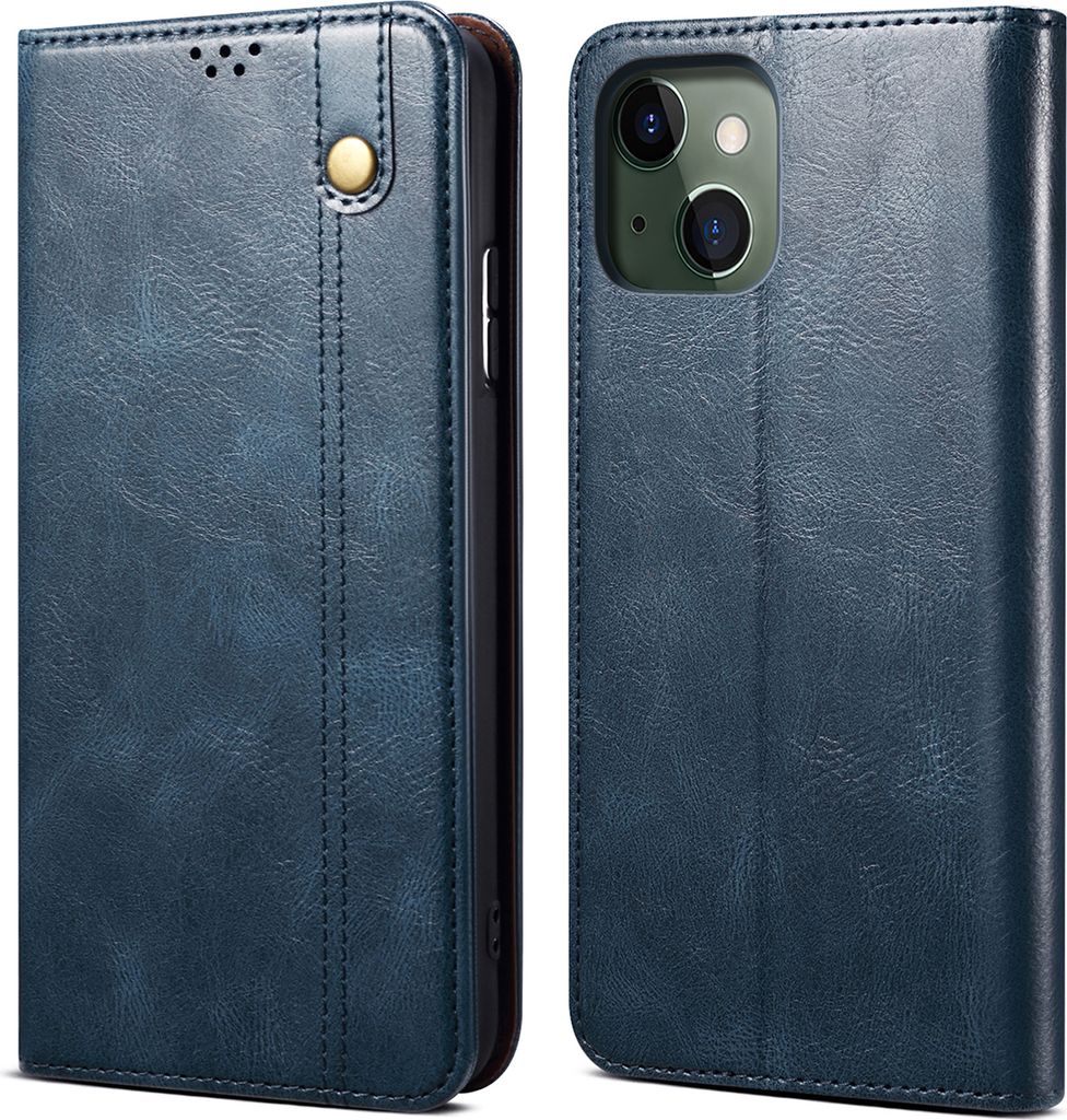 iPhone 14 Hülle, Leder Flip Brieftasche Schutzhülle für iPhone 14 Blau