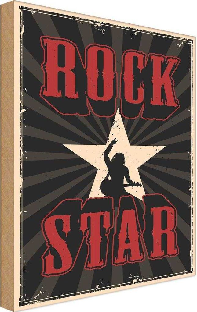 vianmo Holzschild 18x12 cm Rock Star Musik Dekoration