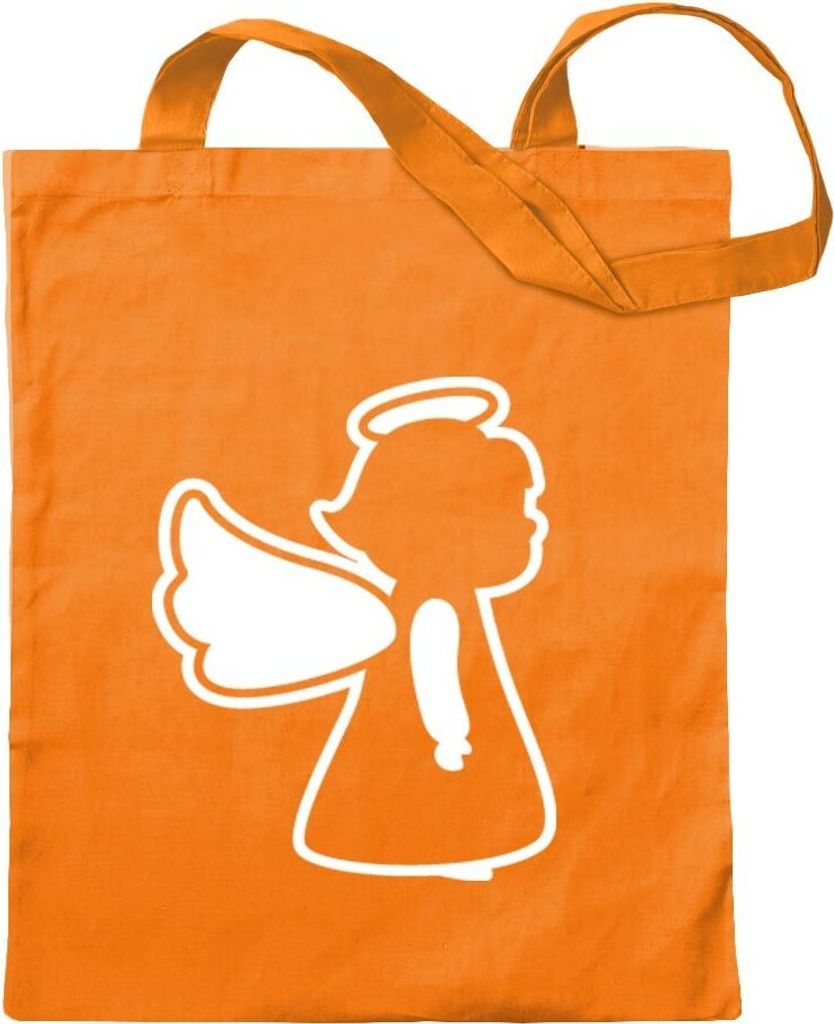 Kiwistar - Baumwolltasche - mandarin - Schutzengel heiligen Schein Angel - Tragetasche Stoffbeutel Umhängetasche langer Henkel