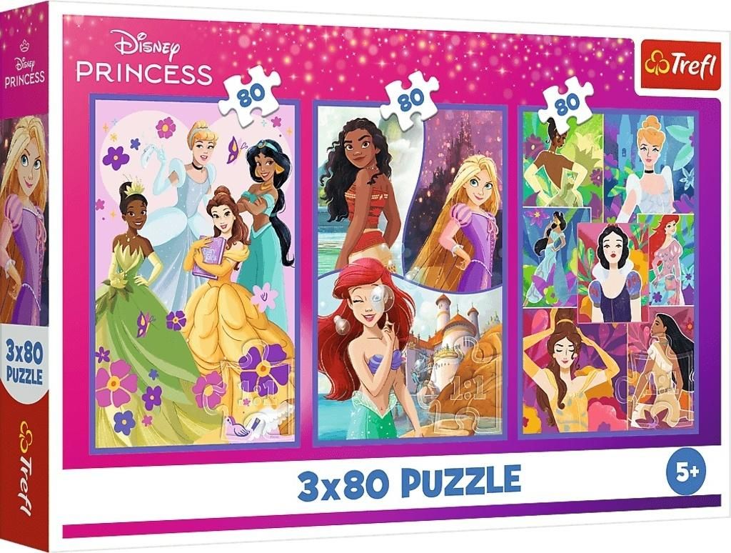Trefl Puzzle Disney 3 x 80 el. Księżniczki przyjaciółki, 80 Zdjęcie produktu 