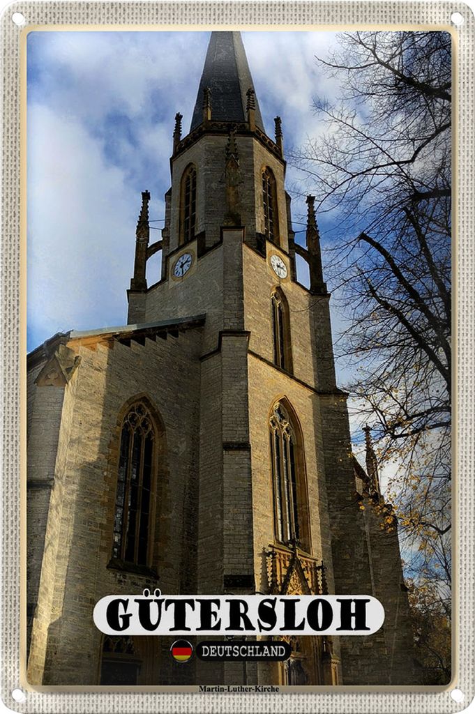 Blechschild Städte Gütersloh Martin-Luther-Kirche 20x30cm