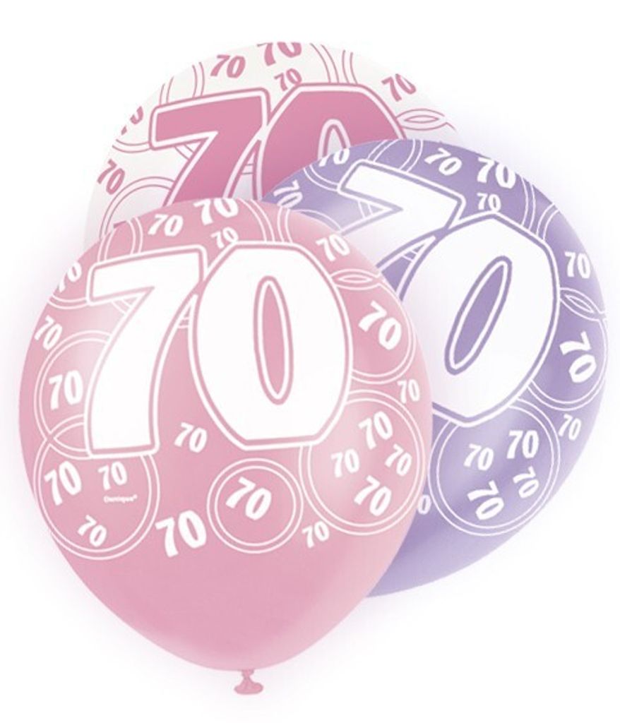 70. Geburtstag | 6 Luftballons pink