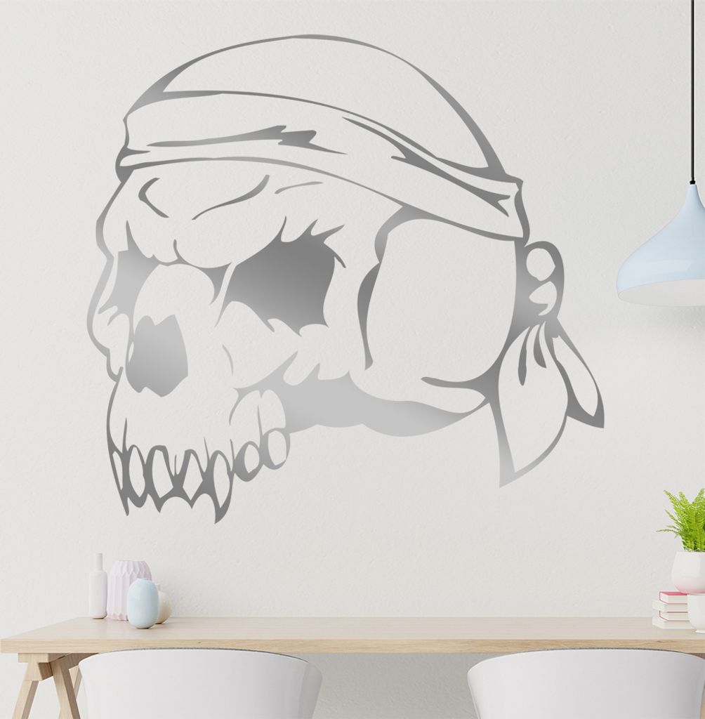 Western Schädel Wandtattoo in 6 Größen - Wandaufkleber Wall Sticker - Dekoration, Küche, Wohnzimmer, Schlafzimmer, Badezimmer