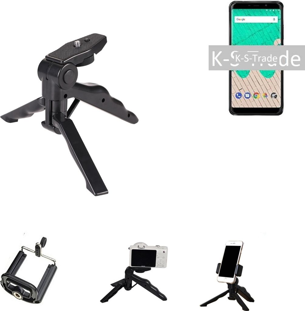 K-S-Trade Stativ Tisch-Ständer Dreibein Handy-Stativ Ständer kompatibel mit Samsung Galaxy A30 Mini-Stativ Smartphone Tripod Handy-Stativ aus
