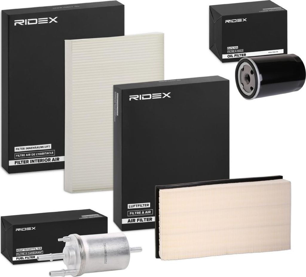 RIDEX Filterset Inspektionspaket Filtersatz für VW Golf IV Schrägheck (1J1) Golf V Schrägheck (1K1) POLO (9N) Bora Limousine (1J2) Bora Variant ...