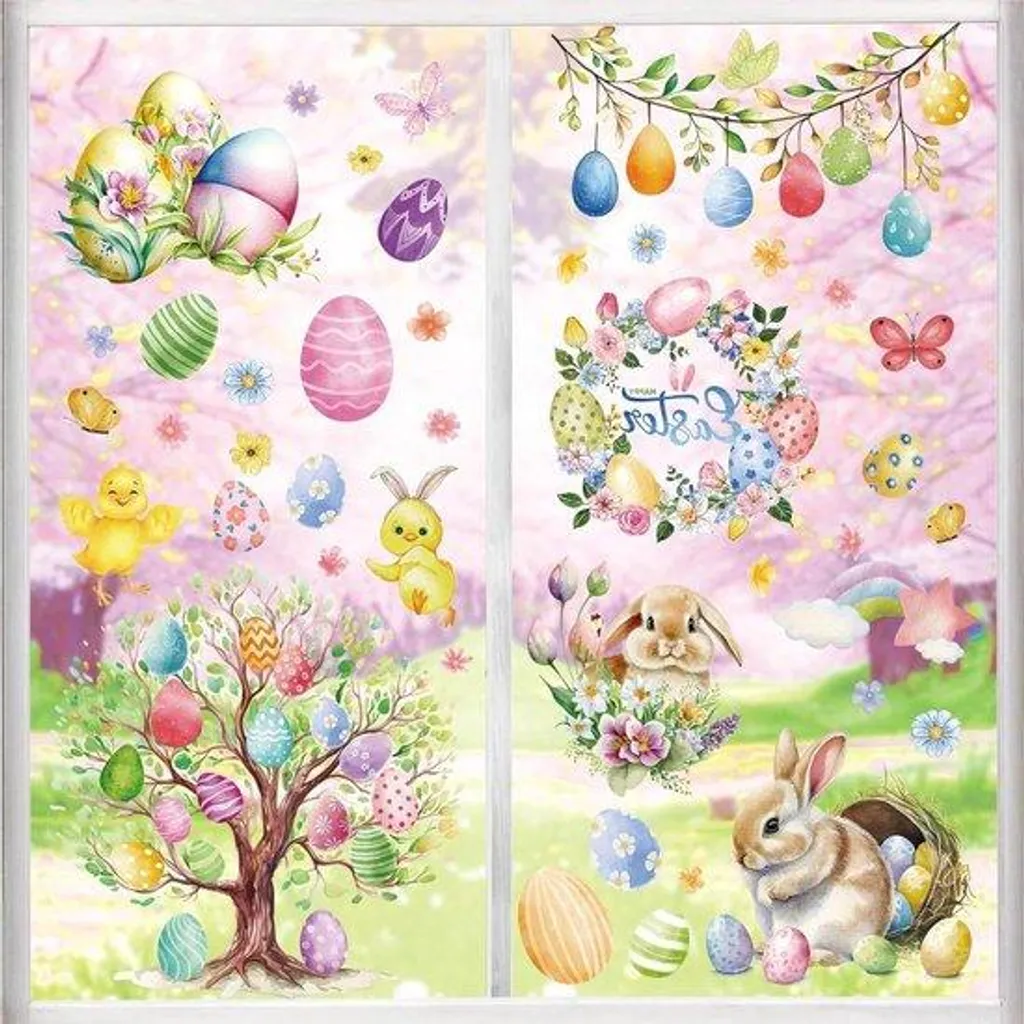 Décoration de printemps pour vitres, stickers violets sans colle, 9pcs