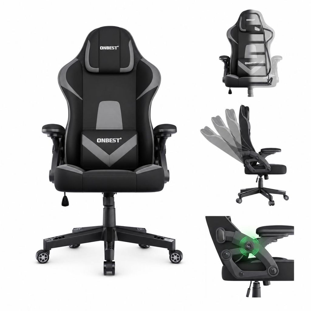 ONBEST Gaming Stuhl | Ergonomisch | mit Lordosenkissen | Produktbild 