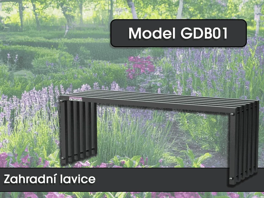 Banc de jardin 2 places en acier noir, mobilier de terrasse 117 x 43 cm