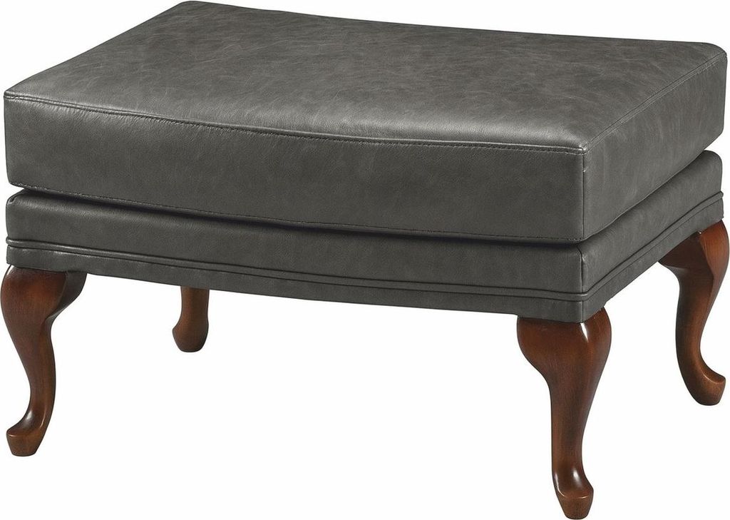 Casa Padrino Luxus Barock Leder Hocker Grau / Braun 64 cm - Italy