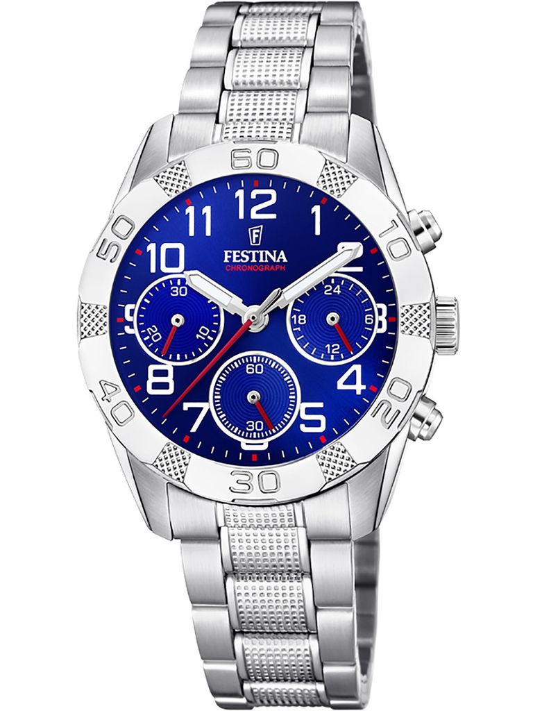 Festina F20345/2 Herren-Uhr Junior Analog Quarz mit Edelstahl-Armband