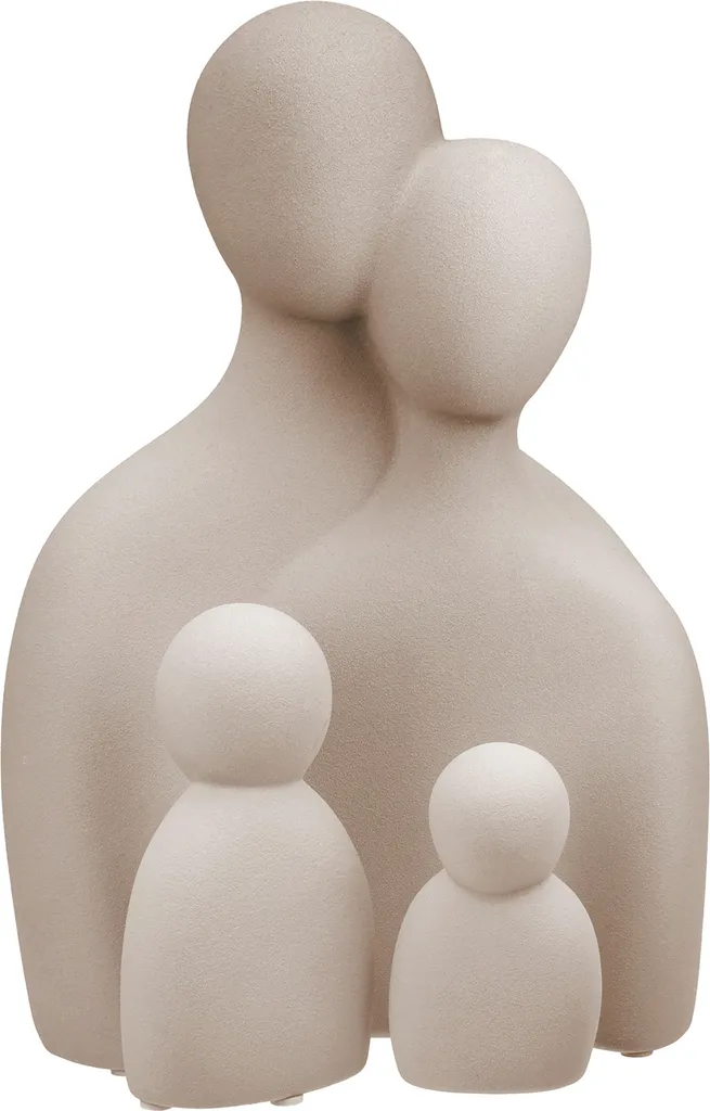Statue Décorative Famille en Céramique Grise 26cm Gilde - Lot de 3
