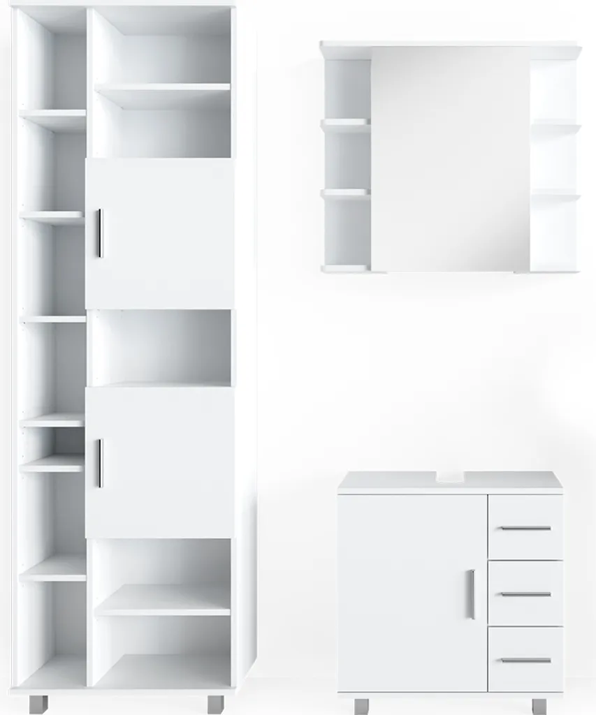 Ensemble Meuble de Salle de Bain Blanc avec Colonne et Armoire 60cm