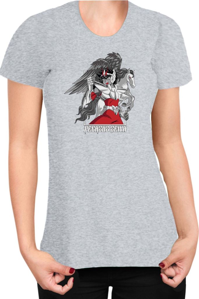 Damen T-Shirt Japan Anime Manga Saint Anime Seiya Pegasus Seiya 03 Flying Horse, Lady L / Grau