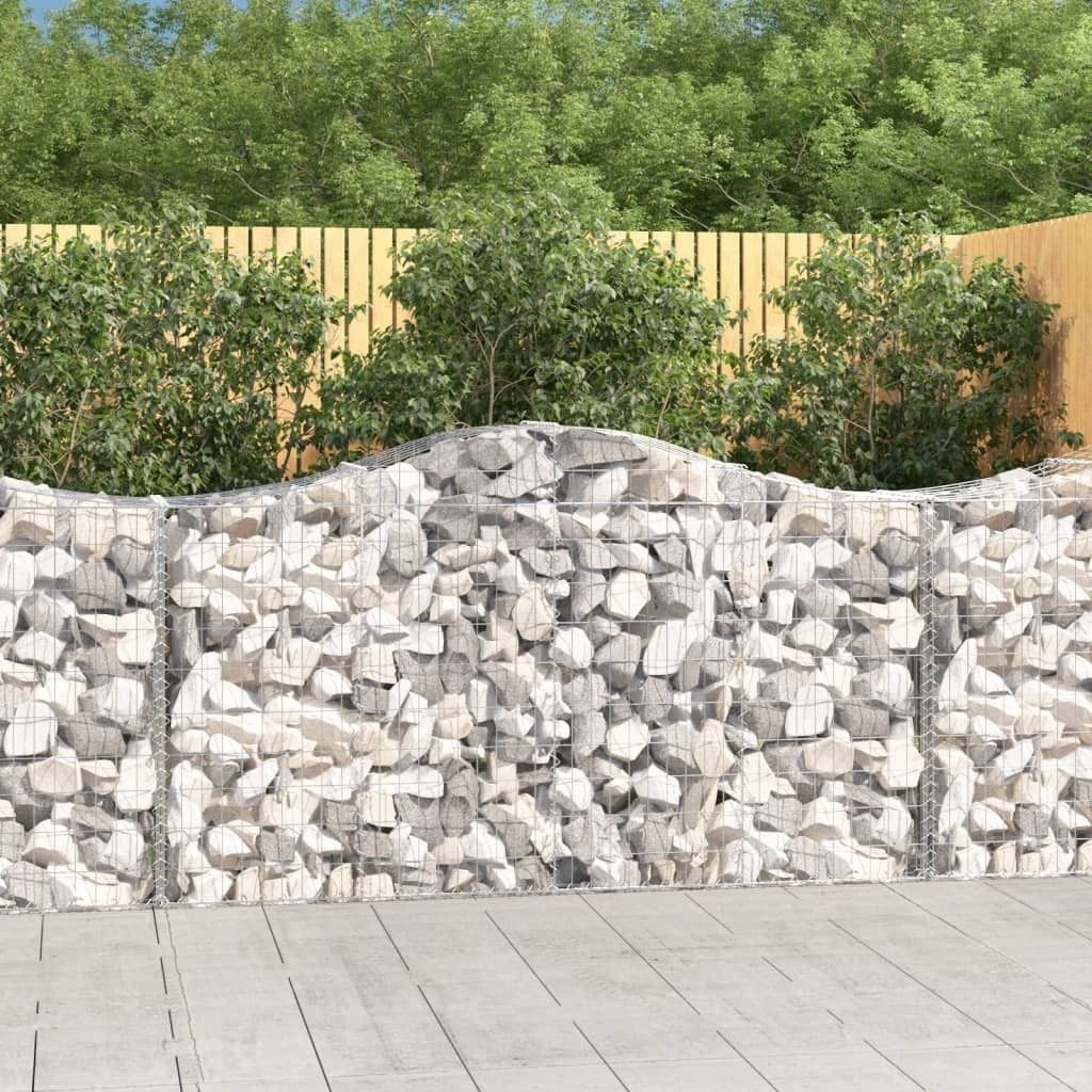 The Living Store Gabionen mit Hochbogen 6 Stk. 200x50x100/120cm Verzinktes Eisen