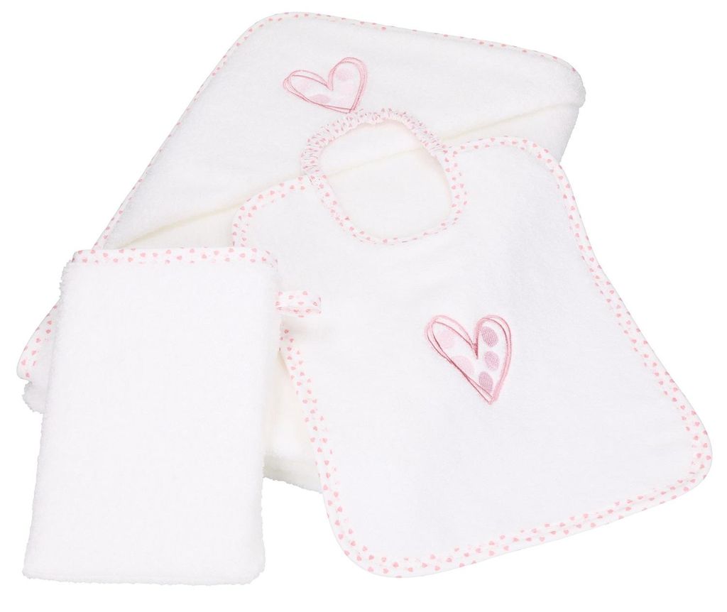 Betz 3tlg Kapuzentuch 85x85 cm Babyset HERZCHEN I 100% Produktbild 