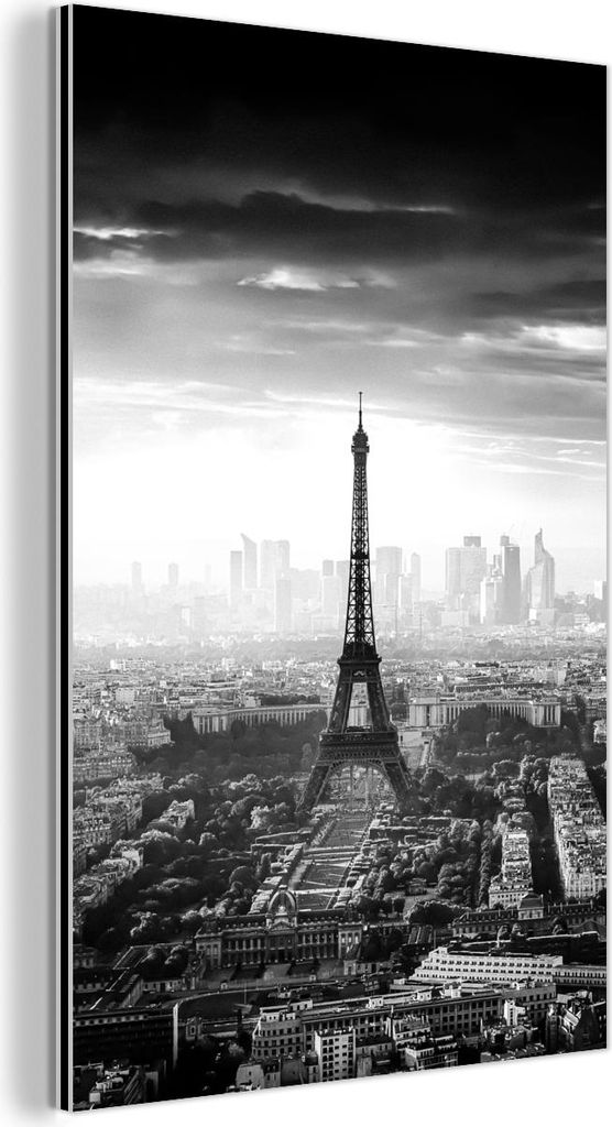 MuchoWow Wanddekoration Metall Metallbild Wandkunst 80x120 cm Paris - Skyline - Eiffelturm - Stadt - Wolken MuchoWow Aluminium Gemälde - Bilder