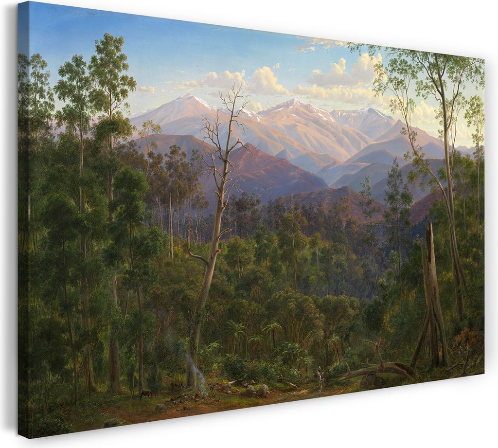 Leinwandbild (60x40cm): Eugene von Guérard - Mount Kosciusko, seen from the Victorian border (Mount Hope Ranges), echter Holz-Keilrahmen inkl. Auf...