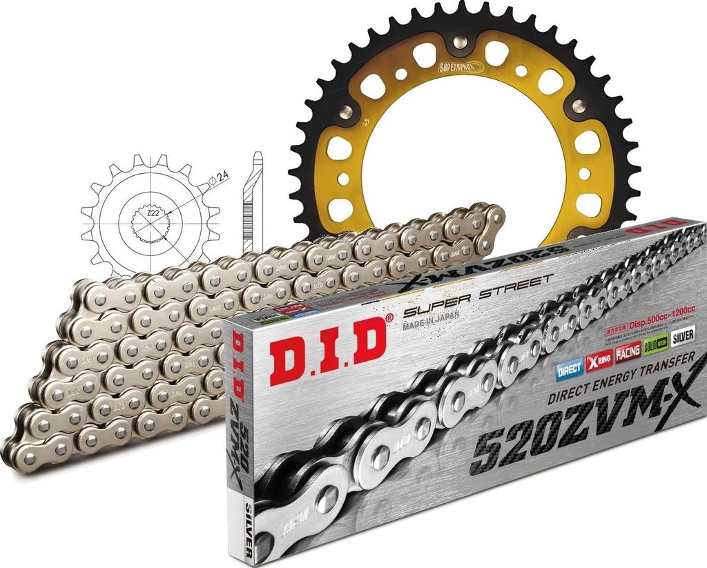DID Kit Stealth (gold) APRILIA ETX350 Tuareg Wind 8... 16-45-104 DID520ZVM-X(S&S) Endlos