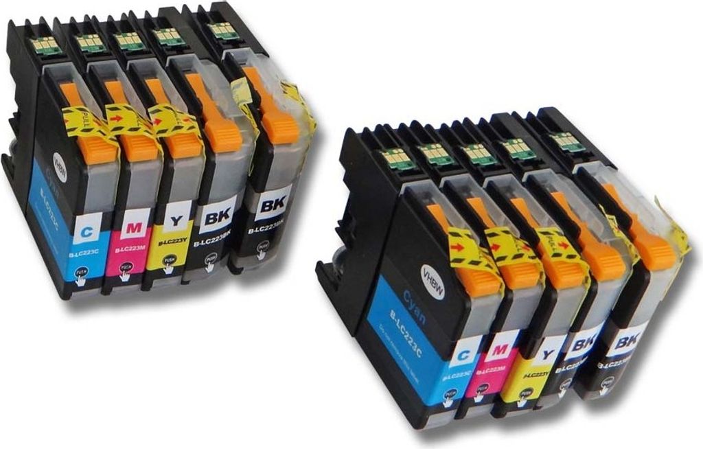 vhbw 10x Tintenpatronen Ersatz für Brother LC223Y, LC223M, LC223, LC223BK, LC223C für Drucker + Chip (Kompatibel)