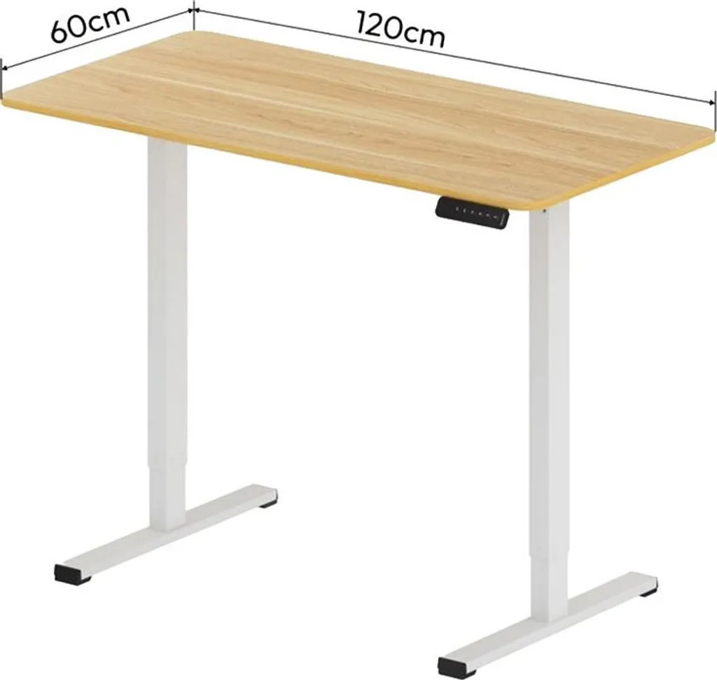 Bureau assis-debout électrique 120x60 cm, plan de travail en érable - 3