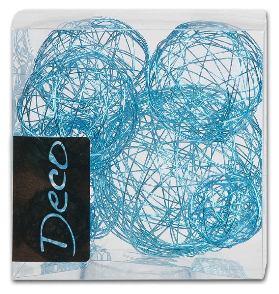 DRAHT-BÄLLE 10er Set, 1x8cm + 3x5cm + 6x3cm Tischdekoration FRESH BLUE