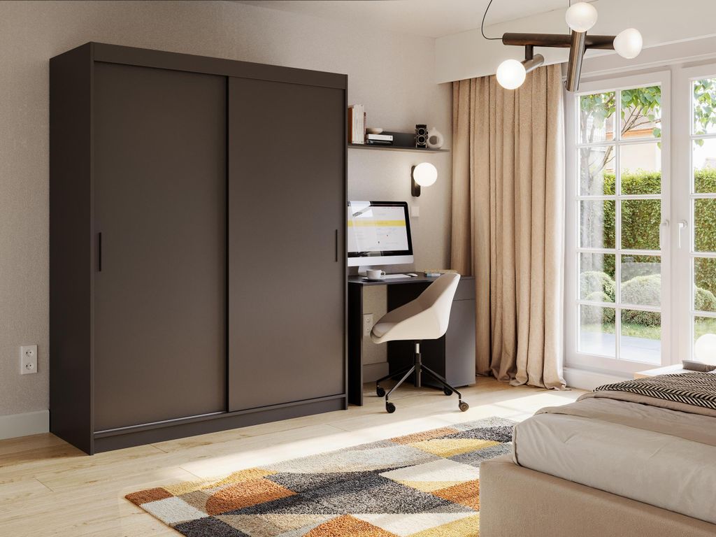 FurMeb24 2-türiger Schiebeschrank IVA 180 x 205 x 60 cm - Schwarz