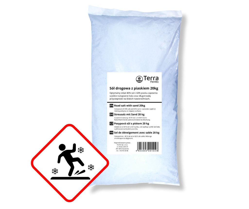 Sól drogowa z piaskiem 20 kg antypoślizgowa do posypywania Zdjęcie produktu 