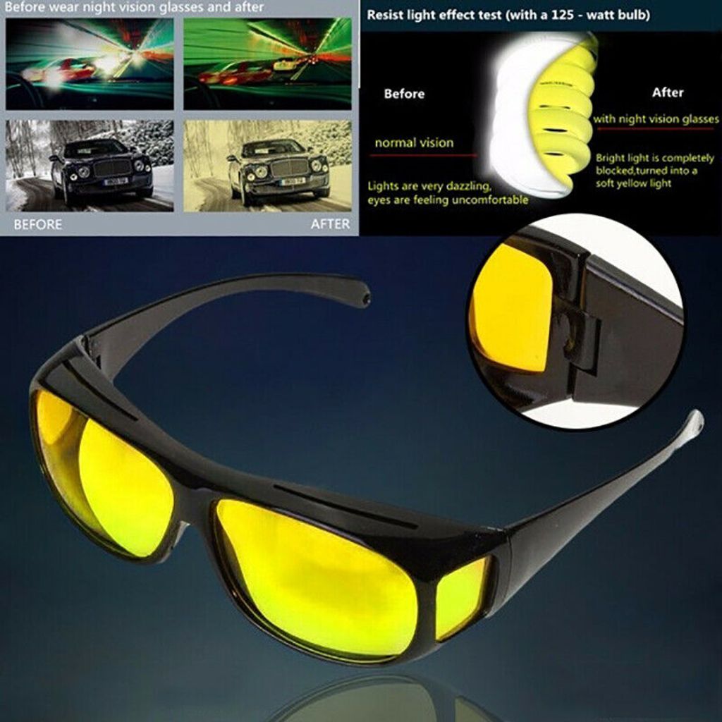 Nachtsichtbrille UV Auto Nachtfahrbrille Sonnenbrille Kontrast Brille Camping 