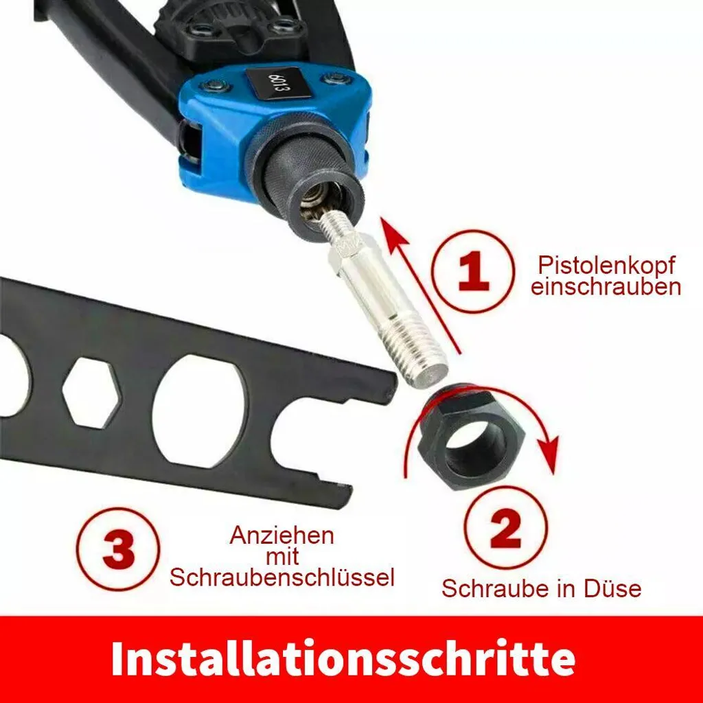 Jeu de pinces à rivets avec embouts interchangeables bleus - 5 pièces