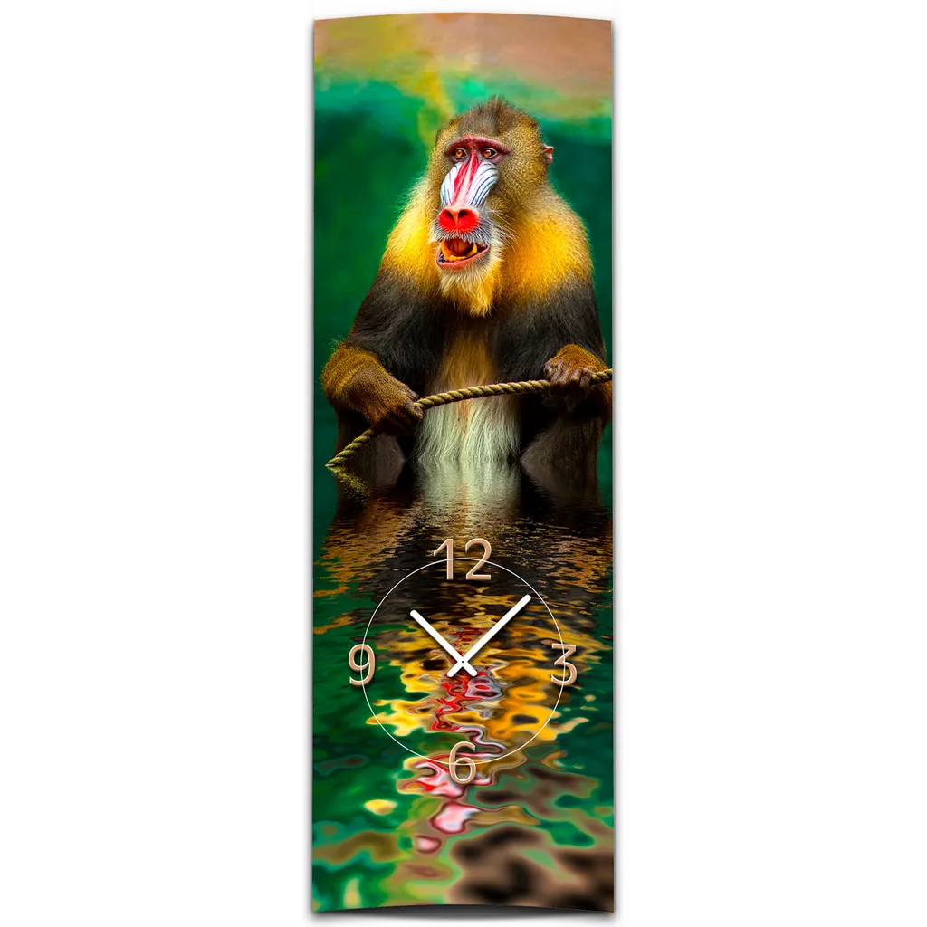 Grande horloge murale design vertical 30x90 cm Dixtime décor singe 3D