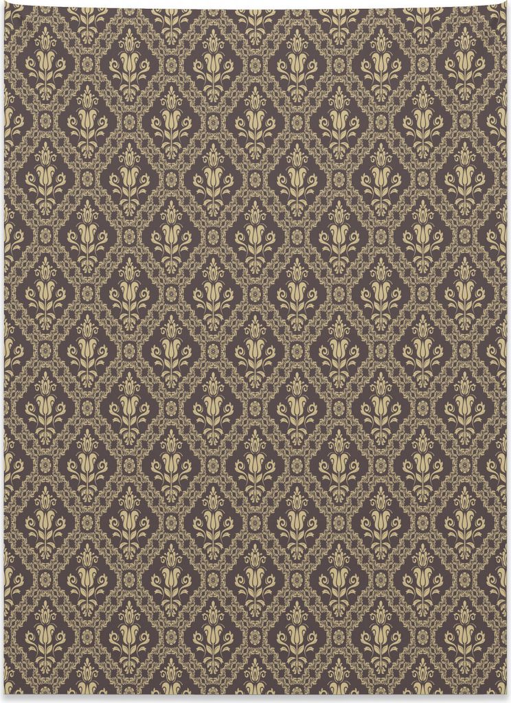 Abakuhaus Jahrgang Wandteppich, Viktorianische Damast-Tulpe aus Weiches Mikrofaser Stoff Kein Verblassen Klare Farben Waschbar, 110 x 150 cm, Dunkl...