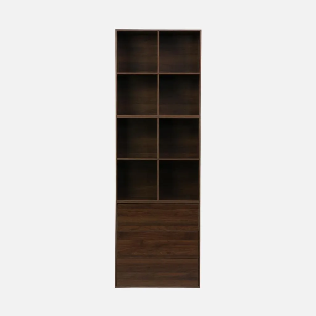 Modulo di stoccaggio decorativo in legno 3 cassetti, Noce - 4