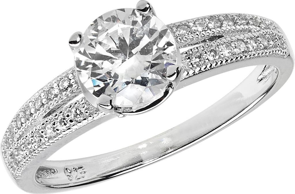 Eleganter 925 Sterling Silber Solitär Verlobung Damen - Ring mit Zirkonia, 57 (18.1); TRS22281RSP