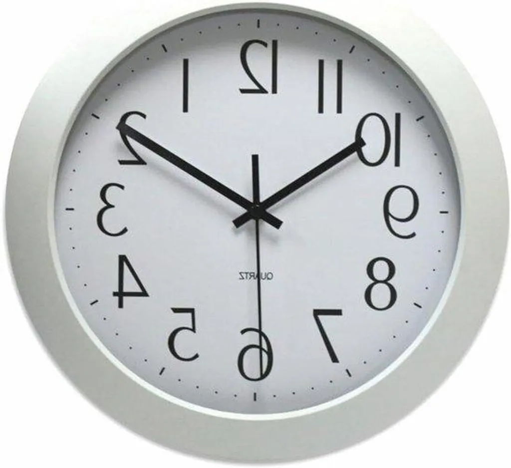 Horloge de cuisine moderne ronde coloris clair et grands chiffres 30cm