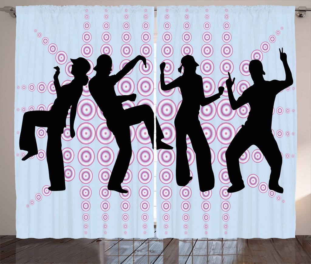 ABAKUHAUS HipHop Rustikaler Gardine, Party im Club, Schlafzimmer Kräuselband Vorhang mit Schlaufen und Haken, 280 x 225 cm, Mehrfarbig