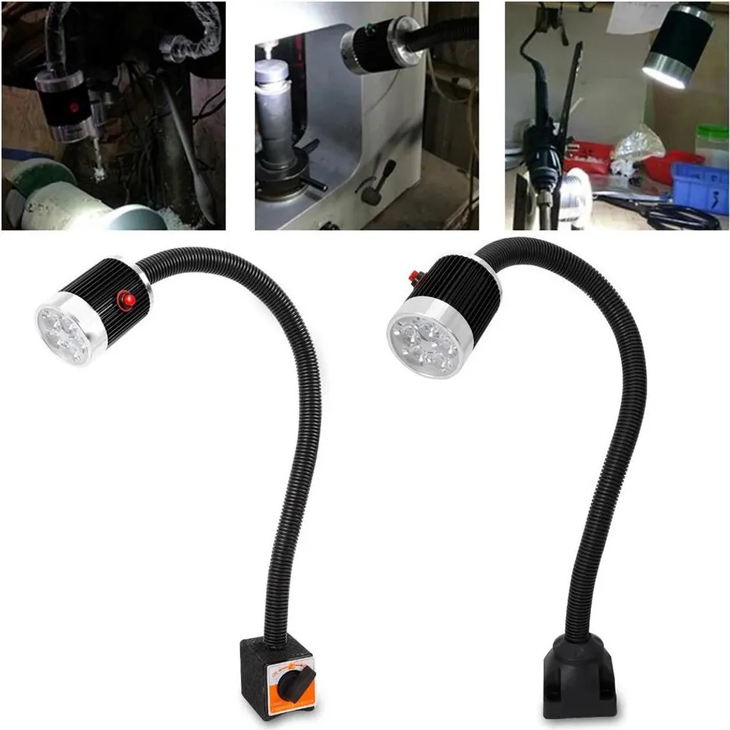 Lampe machine CNC LED 5W 220V avec socle fixe et bras flexible noir - 6