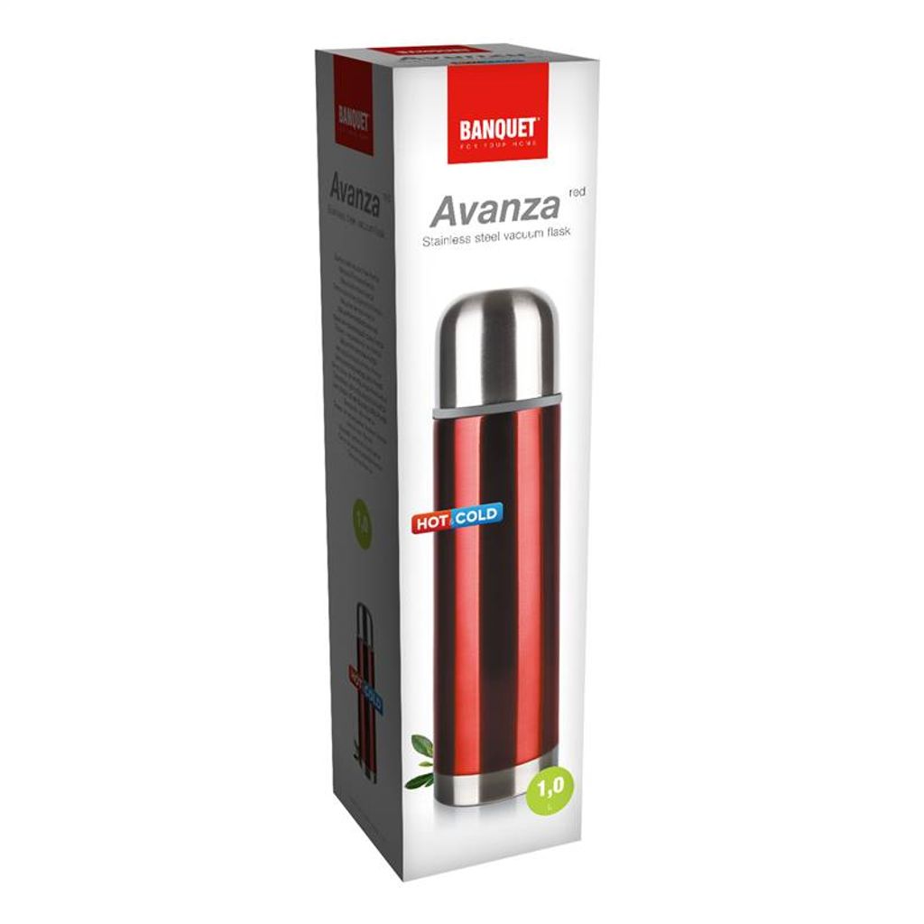 BANKETT Thermosflasche rostfreier Stahl AVANZA Red 1 l Produktbild 