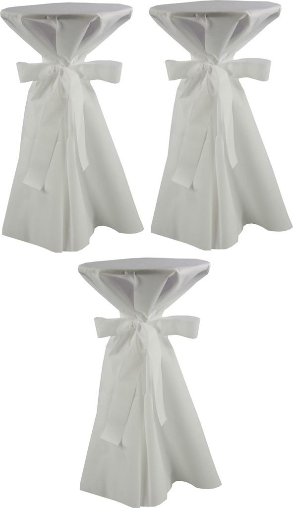 3 Stück Stehtischhusse 80cm Ø Sensalux, weiß, Schleifenband weiß