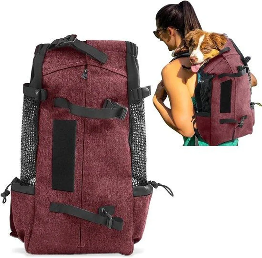 Transporteur à dos pour animaux de compagnie ventilé 16,5kg coloris rouge
