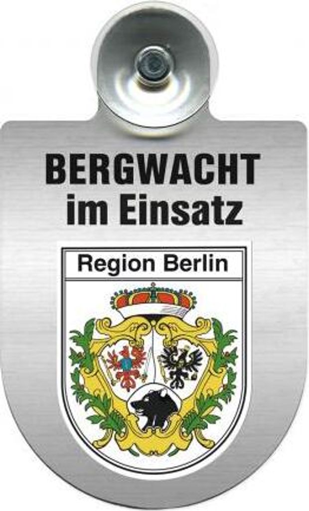 Einsatzschild mit Saugnapf - Bergwacht im Einsatz - incl. Regionenwappen nach Wahl 393807 Color - Region Berlin