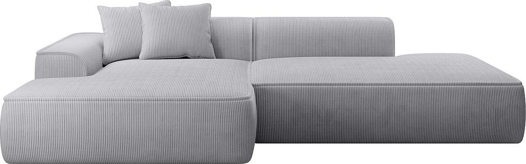 Ecksofa - Ecke links - Cord - Hellgrau - ERYNEL