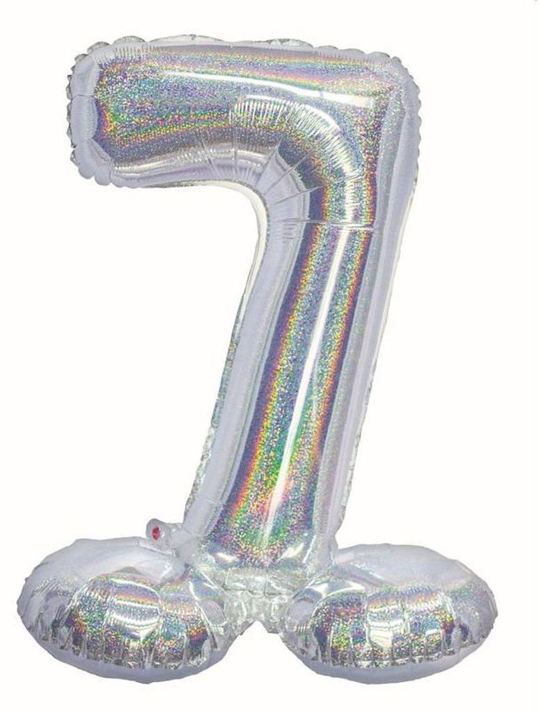 Folienballon Zahl 7 silber holografisch stehend 72 cm Produktbild 