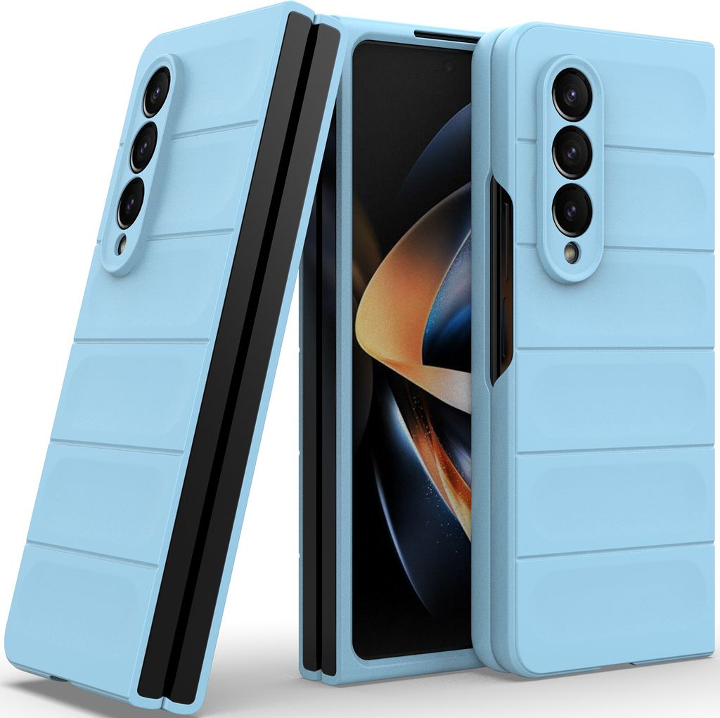 Handyhülle für Samsung Galaxy Z Fold 4 5G Hartes PC Matt Stossfest Anti-rutsch Hülle Blau