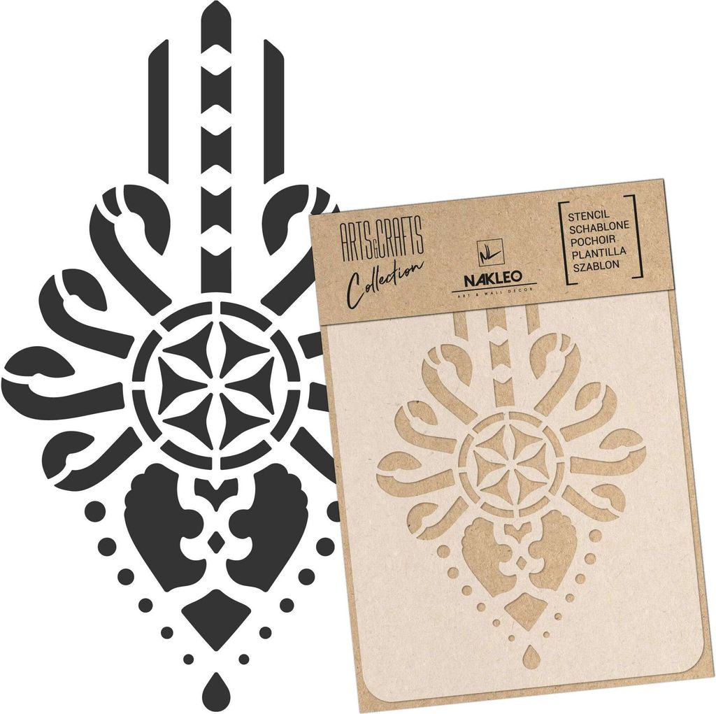 Malschablone für Handwerk A5 15x21cm, Polnisch Folkloristisch Blumen Muster, Wiederverwendbare Kunststoff DIY & Scrapbooking Zeichenschablone