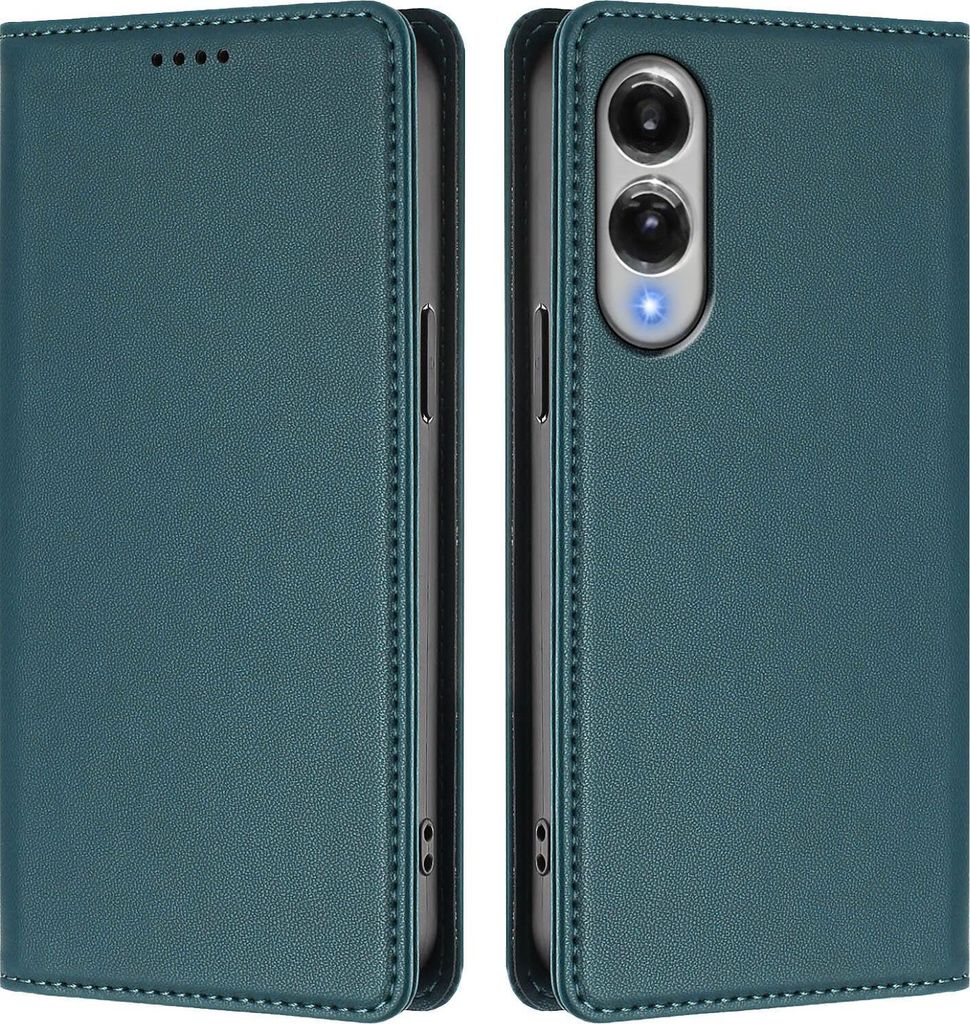 Handyhülle für Samsung Galaxy S25 Edge, Kunstleder Klapphülle Stoßfeste Magnetische Hülle mit Ständer Grün