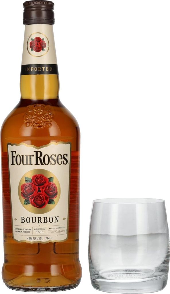 Four Roses Bourbon 40% Vol. 0,7l mit Whisky Glas Produktbild 